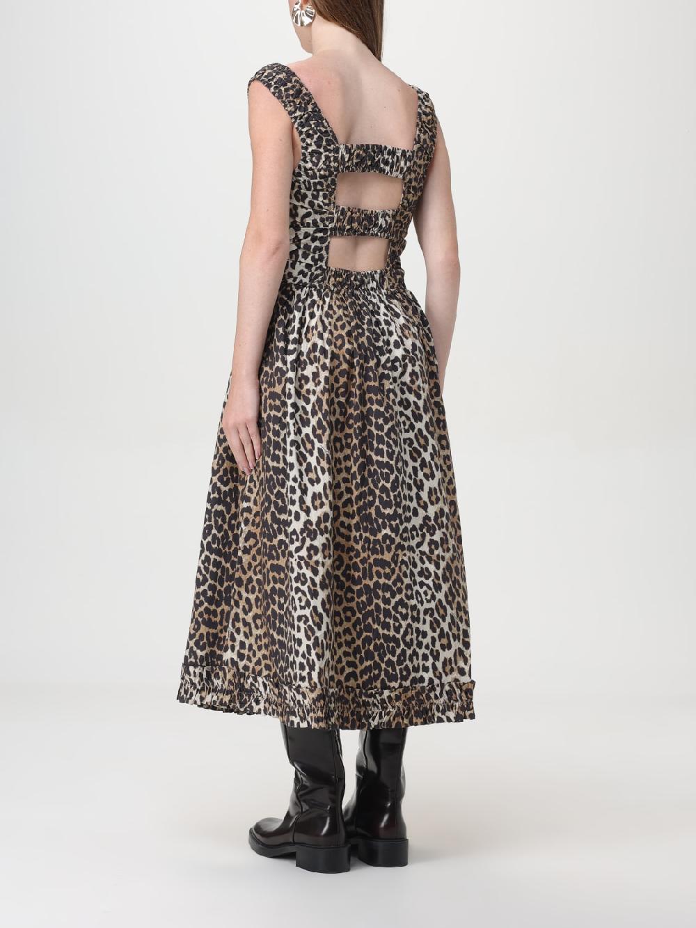 Giglio Abito lungo animalier Ganni in cotone organico Only for today