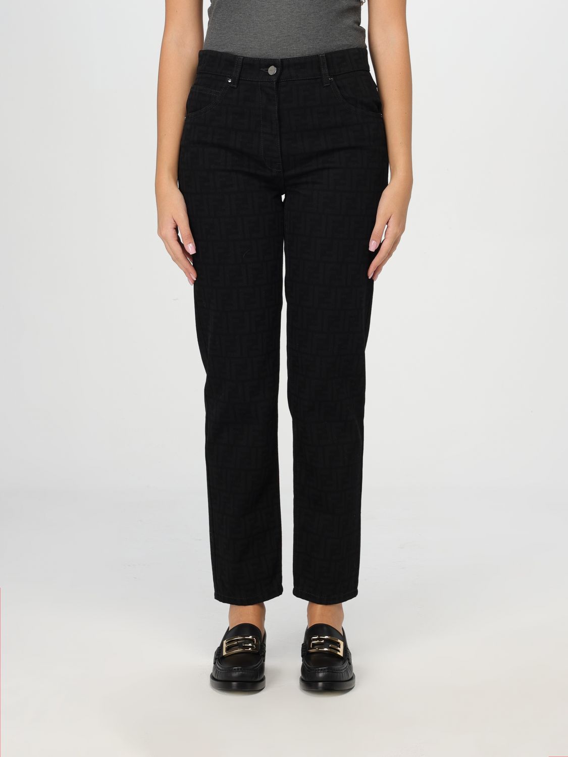 Giglio Jeans Fendi in denim di cotone con monogram FF jacquard Smaltimento dello stoccaggio