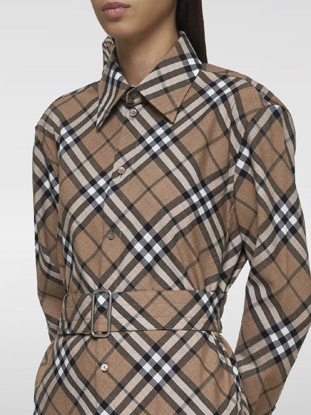 Giglio Abito chemisier Burberry in misto lana check Solo un giorno rimasto